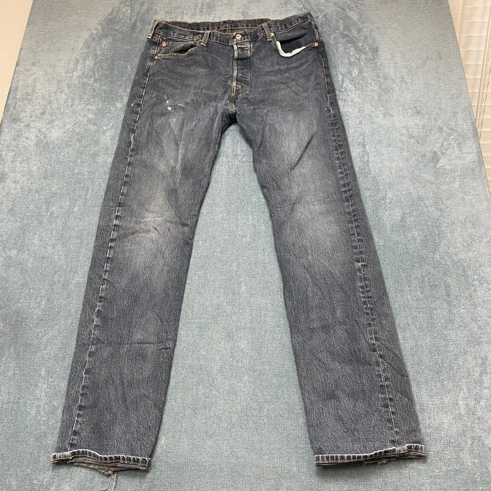 Levi's 501 Jeans Mens 38 Black Denim Straight Medium Wash High Rise Original Fit